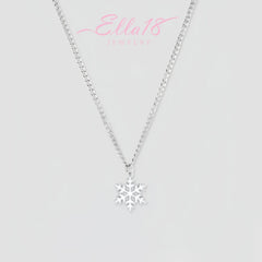 Close-up of the pendant and clasp on the Diamond Snowflake Necklace