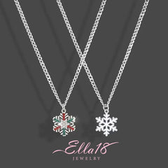 14K Gold-Plated Christmas Diamond Snowflake Necklace - beautiful Diamond Snowflake Necklace