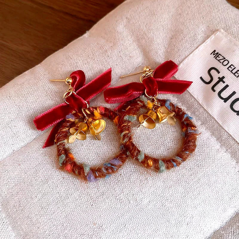Close-up detail of the sparkling zircons and plating on the Christmas Hoop Earrings