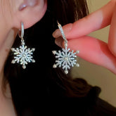 14K Gold-Plated Christmas Pearl Snowflake Earrings - elegant Pearl Snowflake Earrings