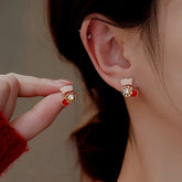 14K Gold-Plated Christmas Rotatable Christmas Stock Stud Earrings - elegant Christmas Stocking Earrings