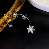 14K Gold-Plated Christmas Rotating Snowflake Star Ear Cuffs - elegant Snowflake Ear Cuffs