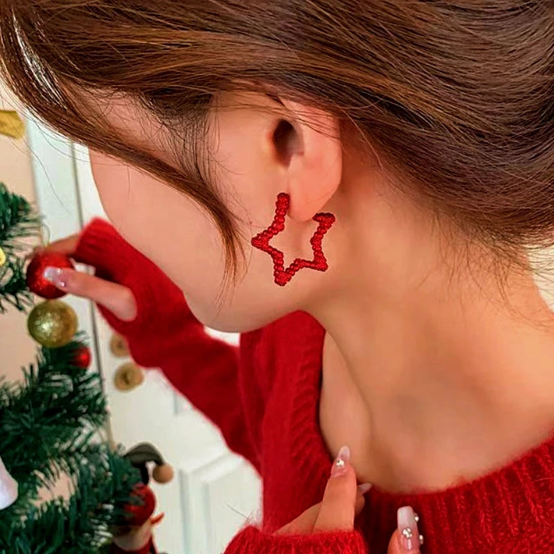 14K Gold-Plated Christmas Star Earrings - elegant Christmas Star Earrings