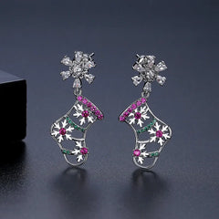 Close-up detail of the sparkling zircons and plating on the Christmas Stocking Earrings