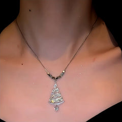Close-up of the pendant and clasp on the Diamond Christmas Tree Necklace