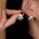 14K Gold-Plated Christmas Tree Rotation Snowflake Stud Earrings - elegant Rotating Snowflake Studs