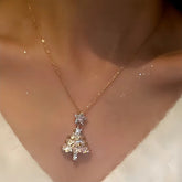 14K Gold-Plated Christmas Zircon Pink Christmas Tree Necklaces - beautiful Pink Christmas Tree Necklace