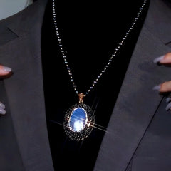 14K Gold-Plated Colorful Round Beads Sweater Necklace worn to showcase its length and pendant detail