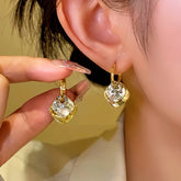 14K Gold-Plated Contrasting Irregular Pendant Earrings - elegant Irregular Pendant Earrings