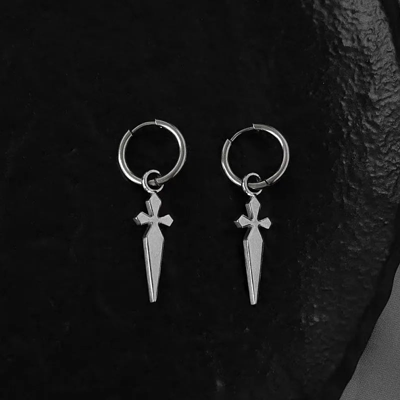 Close-up detail of the sparkling zircons and plating on the Silver Cross Earrings