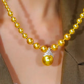 14K Gold-Plated Crown Gold Pearl Necklace - beautiful Crown Pearl Necklace