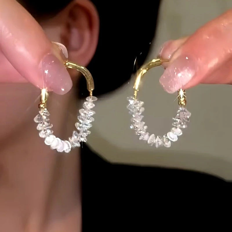 14K Gold-Plated Crystal Beaded Earrings - elegant Crystal Beaded Earrings