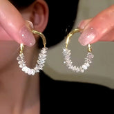 14K Gold-Plated Crystal Beaded Earrings - elegant Crystal Beaded Earrings