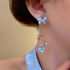 Close-up detail of the sparkling zircons and plating on the Crystal Butterfly Earrings