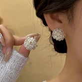 14K Gold-Plated Crystal Flower Stud Earrings - elegant Crystal Flower Studs