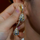 14K Gold-Plated Daimond Water Drop Earrings - elegant Golden Water Drop Earrings