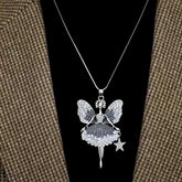 14K Gold-Plated Diamond Angel Girl Sweater Chain Necklace - beautiful Angel Sweater Necklace