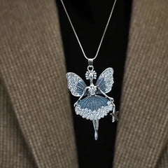 Close-up of the pendant and clasp on the Angel Sweater Necklace