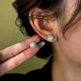 14K Gold-Plated Diamond Bead Stud Earrings - elegant Diamond Bead Studs