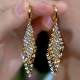 14K Gold-Plated Diamond Double-Layer Diamond Earrings - elegant Double Layer Earrings