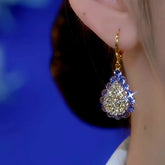 14K Gold-Plated Diamond Drop Earrings - elegant Purple Drop Earrings