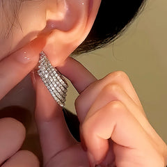 Angled view of the 14K Gold-Plated Diamond Earrings