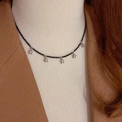 14K Gold-Plated Diamond Five-Star Clavicle Chain Necklace - beautiful Five Star Necklace