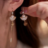 14K Gold-Plated Diamond Gold Ingot Earrings - elegant Gold Ingot Earrings