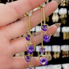 14K Gold-Plated Diamond Heart-Design Earrings - elegant Heart-Design Earrings