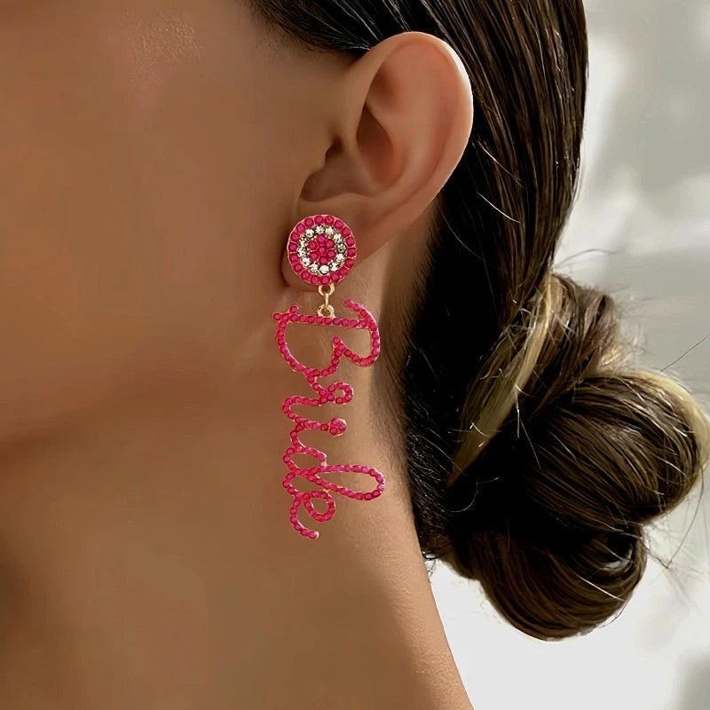 14K Gold-Plated Diamond Letter Tassel Earrings - elegant Letter Tassel Earrings