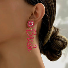 14K Gold-Plated Diamond Letter Tassel Earrings - elegant Letter Tassel Earrings