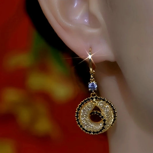 14K Gold-Plated Diamond Mesh Hoop Earrings - elegant Mesh Hoop Earrings