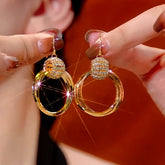 14K Gold-Plated Diamond Multi-Layer Hoop Earrings - elegant Multi-Layer Hoop Earrings
