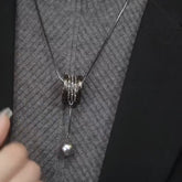 14K Gold-Plated Diamond Ring Pearl Long Necklace - beautiful Long Pearl Necklace