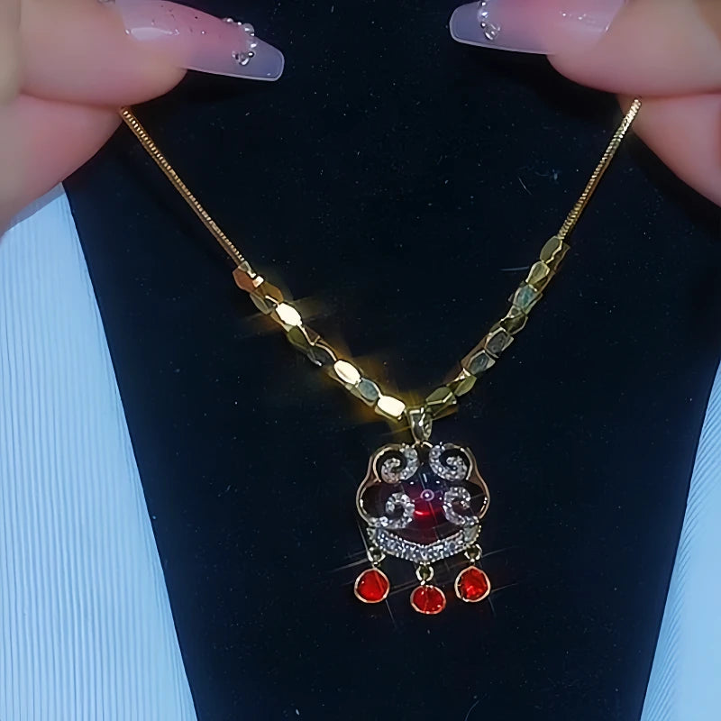 14K Gold-Plated Diamond Ruyi Lock Necklace - beautiful Ruyi Lock Necklace