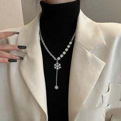 14K Gold-Plated Christmas Diamond Snowflake Necklaces - beautiful Diamond Snowflake Necklace