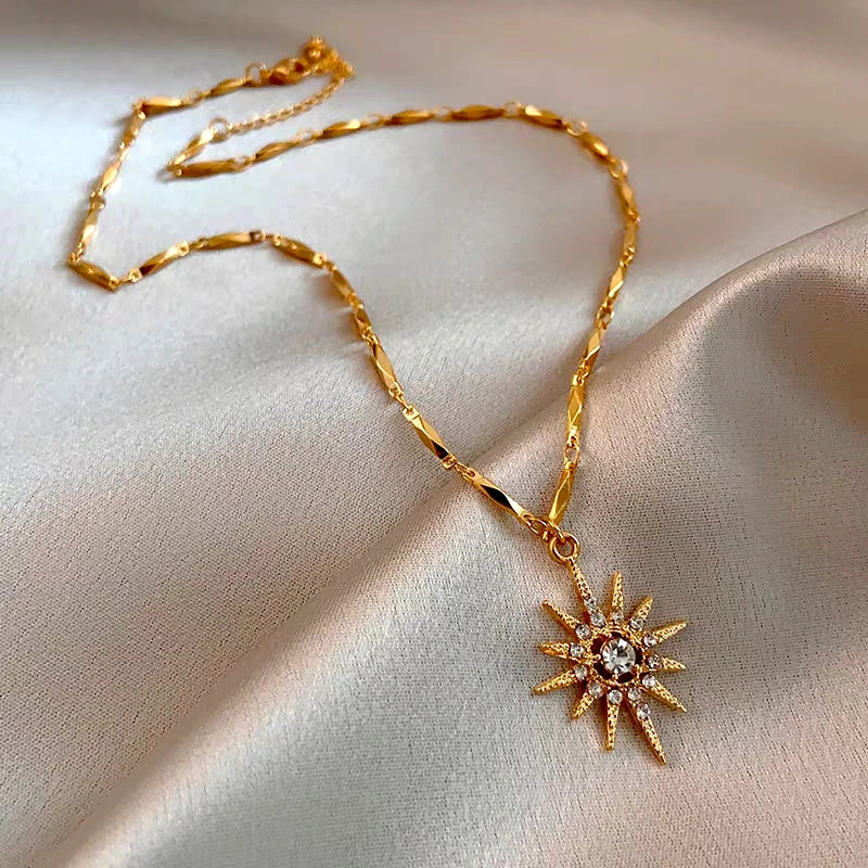 Close-up of the pendant and clasp on the Sun Necklace