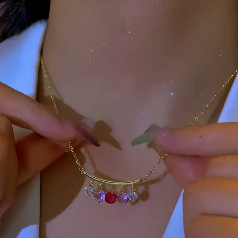 14K Gold-Plated Diamond Tassel Earrings - beautiful Colorful Tassel Necklace