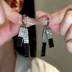 14K Gold-Plated Diamond Tassel Earrings - elegant Silver Tassel Earrings