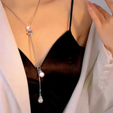 14K Gold-Plated Diamond Tassel Sweater Chain Necklace - beautiful Tassel Sweater Necklace