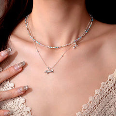 14K Gold-Plated Double-Layer Bead Puppy Necklace - beautiful Puppy Necklace