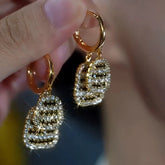 14K Gold-Plated Double-Layer Black And White Diamond Earrings - elegant Double-Layer Earrings