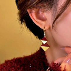 Close-up detail of the sparkling zircons and plating on the Double-Layer Earrings
