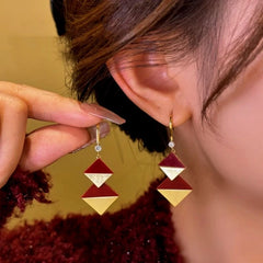 14K Gold-Plated Double-Layer Diamond Ear Hook Earrings - elegant Double-Layer Earrings