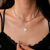 14K Gold-Plated Double-Layer Heart Necklace - beautiful Double-Layer Heart Necklace