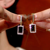 14K Gold-Plated Double-Layer Rectangular Earrings - elegant Rectangular Earrings
