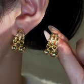 14K Gold-Plated Double-Layer Water Drop Earrings - elegant Water Drop Earrings