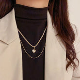 14K Gold-Plated Double-Layer Zircon Love Pendant Necklace - beautiful Love Pendant Necklace