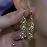14K Gold-Plated Double-Layer Zircon Wheat Tassel Earrings - elegant Wheat Tassel Earrings