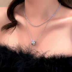 14K Gold-Plated Double-Layered Chain Necklace - beautiful Double-Layered Chain Necklace